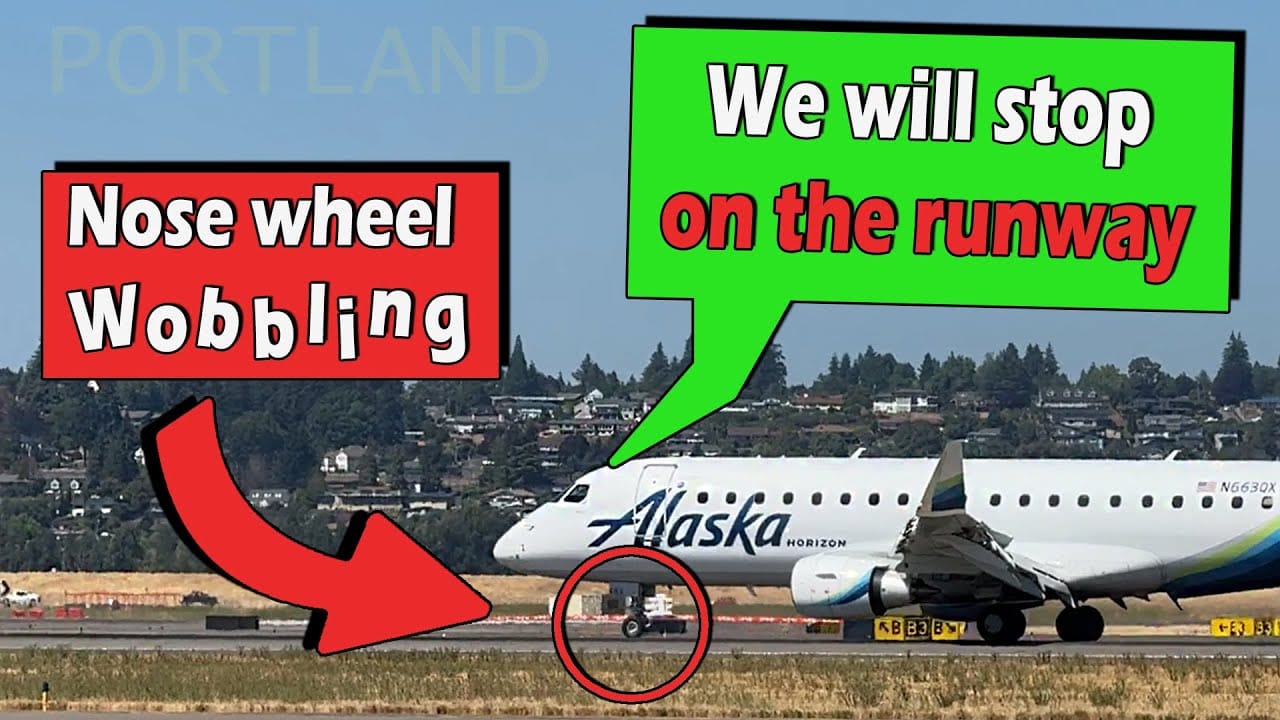 WATCH: Horizon Airlines Nose Wheel WOBBLING After Landing Due to Hydraulic Failure